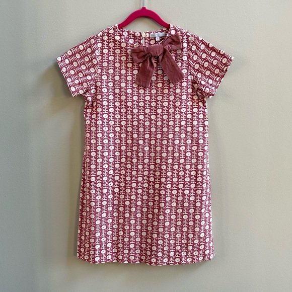 Elephantito Other - Elephantito Pink and White Short Sleeve Corduroy Floral Dress with Bow, Size 8